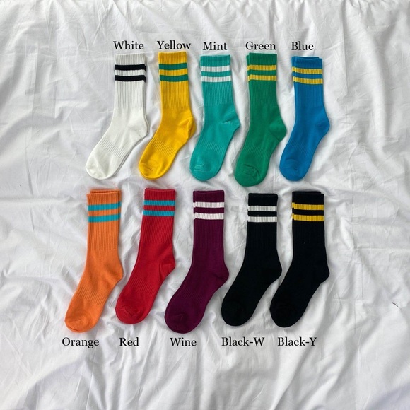 2-Stripe Crew Socks - White with Black Stripes - Picture 11 of 12